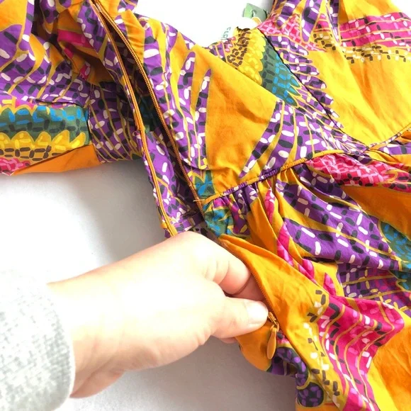 Like New Farm Rio puff sleeve beaded macaws midi dress xsmall - Picture 8 of 11